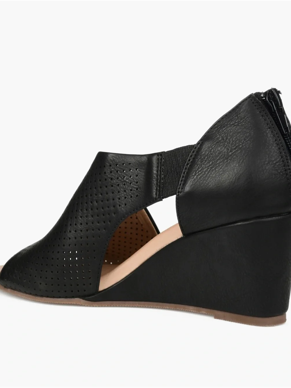 Journee Collection Women's Aretha Perforated Peep Toe Wedge Sandals